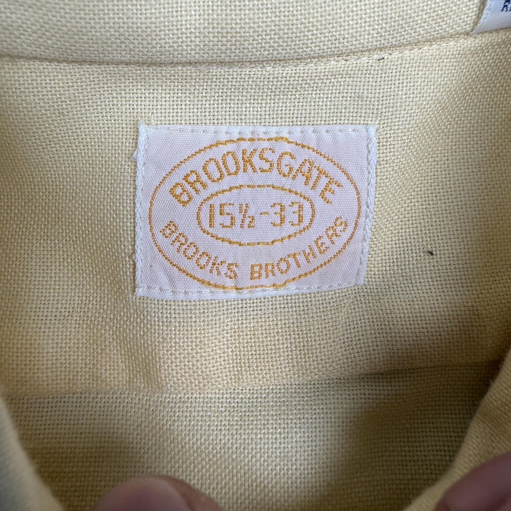 Vintage Brooks Brothers Brooksgate Shirt Mens 15.5 33 Yellow Cotton Long Sleeve - Picture 2 of 8